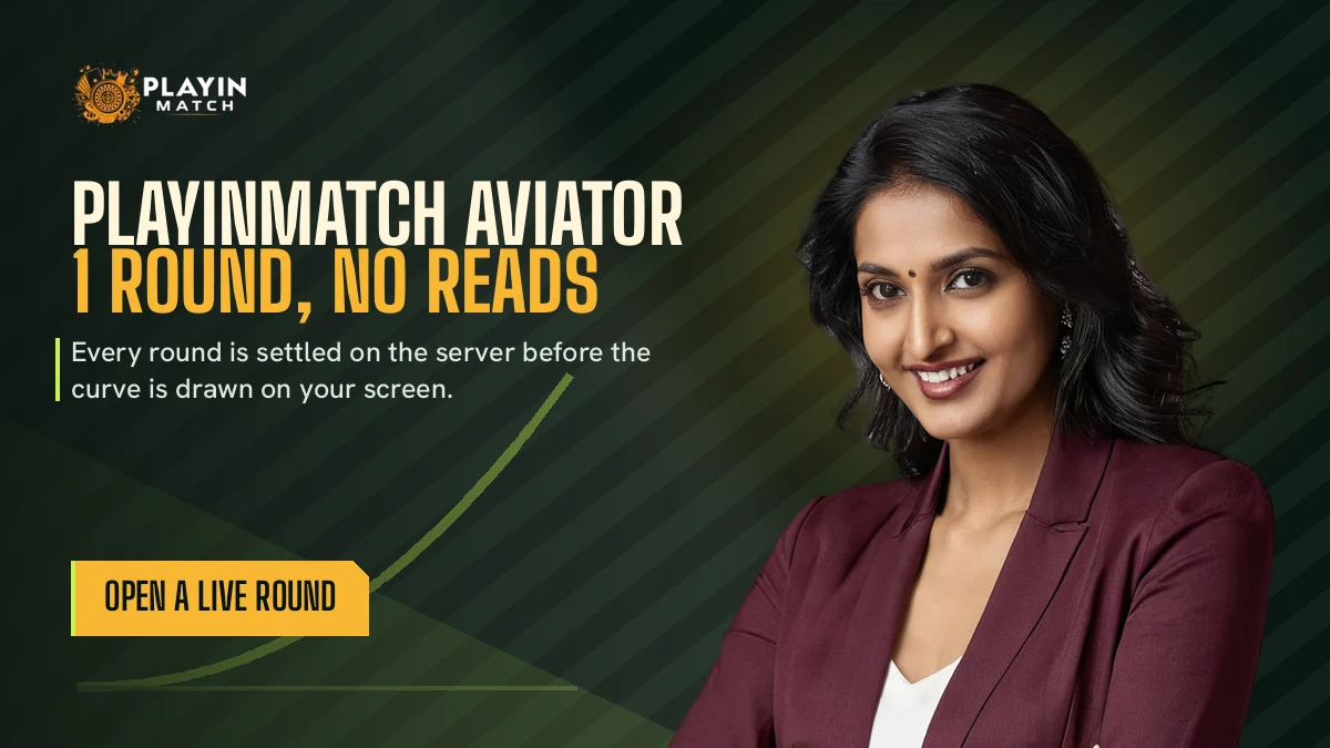 Player celebrating a cash-out on the PlayinMatch Aviator banner under floodlights