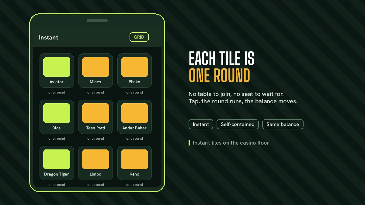PlayinMatch instant game tiles arranged in a grid on a phone screen