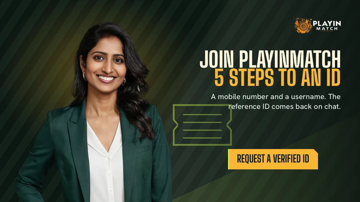 Join PlayinMatch banner under stadium floodlights, five steps to a verified ID